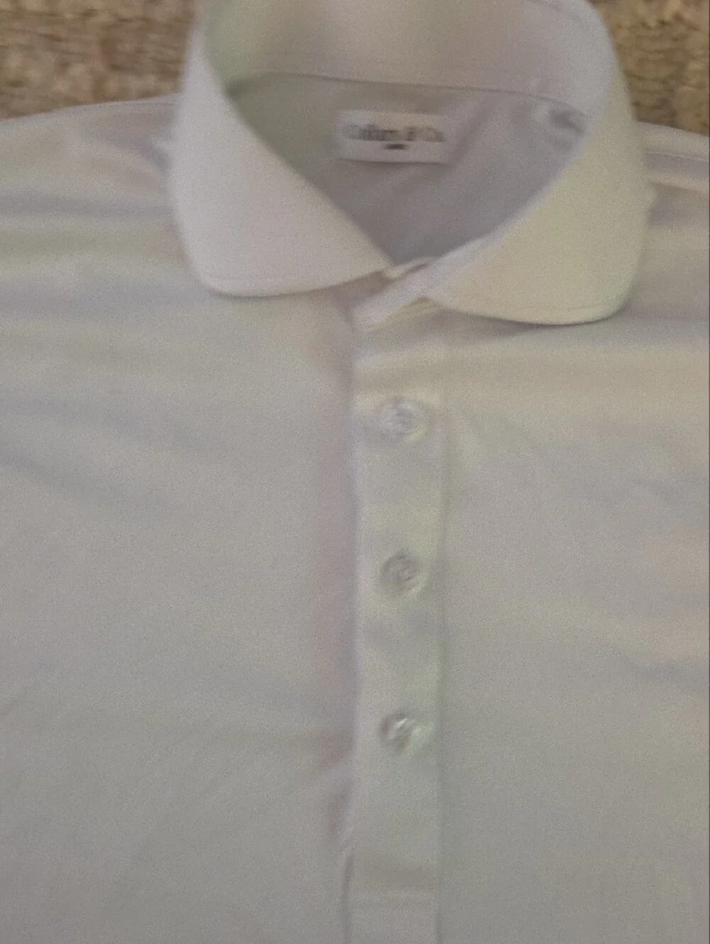 Collars & Co Men's Large White Short Sleeve Dress Collar Polo Shark Tank - Picture 5 of 7